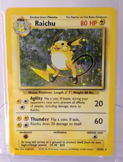 Raichu Holo Rare Card 14/102 Base Set Pokemon TCG HP - Image 1