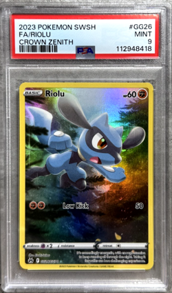 Pokemon Card Riolu Full Art Holo Rare PSA 9 Mint, Crown Zenith #GG26, 2023 - Image 1