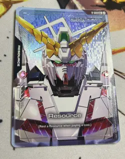 Gundam Card Game Newtype Rising Unicorn Gundam Resource R-003 C+ Foil Alt Art - Image 1
