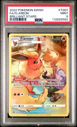 2022 POKEMON SWORD & SHIELD BRILLIANT STARS #TG01 FULL ART/FLAREON PSA 9 - Image 1