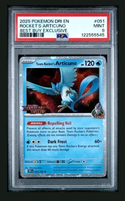 Team Rockets Articuno Best Buy Exclusive PSA 9 2025 Pokemon Stamped Promo - Image 1