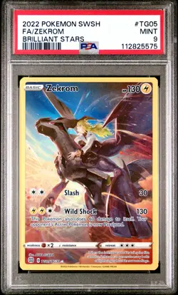 2022 POKEMON SWORD & SHIELD BRILLIANT STARS #TG05 FULL ART/ZEKROM PSA 9 - Image 1
