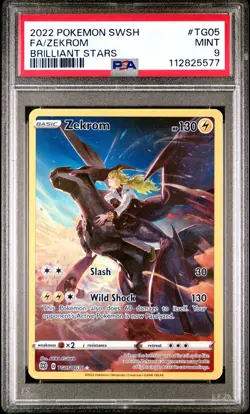2022 POKEMON SWORD & SHIELD BRILLIANT STARS #TG05 FULL ART/ZEKROM PSA 9 - Image 1