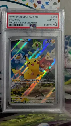 Pikachu 027 SVP 2023 Pokemon Paldea Evolved Black Star Promo PSA 10 GEM MT - Image 1