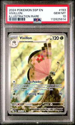 2024 POKEMON SSP EN-SURGING SPARKS ILLUSTRATION RARE #193 VIVILLON PSA 10 - Image 1