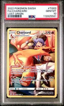 2022 POKEMON SWORD & SHIELD LOST ORIGIN #TG03 FULL ART/CHARIZARD PSA 10 - Image 1