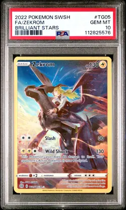 2022 POKEMON SWORD & SHIELD BRILLIANT STARS #TG05 FULL ART/ZEKROM PSA 10 - Image 1