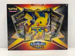 BRAND NEW IN BOX RARE POKEMON TCG SHINING FATES PIKACHU V COLLECTION - Image 1
