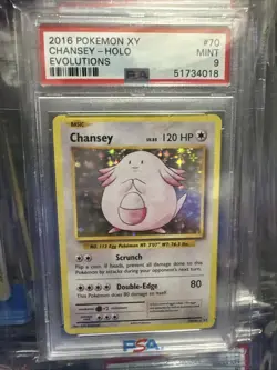 Pokemon XY Evolutions Chansey 70/108 Reverse Holo Gem Mint PSA 9 (2016) - Image 1
