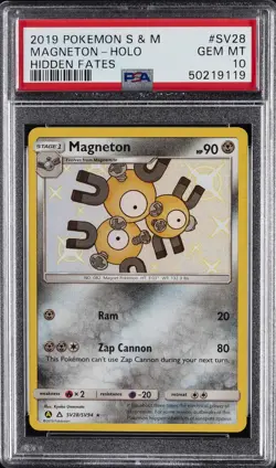 2019 POKEMON SUN & MOON HIDDEN FATES #SV28 MAGNETON-HOLO PSA 10 - Image 1
