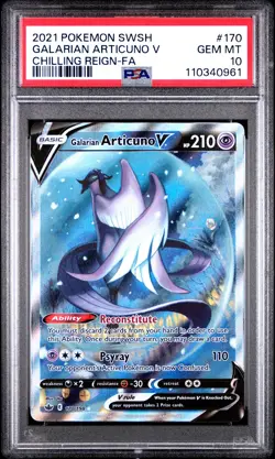 2021 POKEMON SWORD & SHIELD CHILLING REIGN FULL ART/GALARIAN ARTICUNO V PSA 10 - Image 1