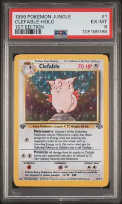 1999 POKEMON JUNGLE 1ST ED #1 CLEFABLE-HOLO PSA 6 - Image 1