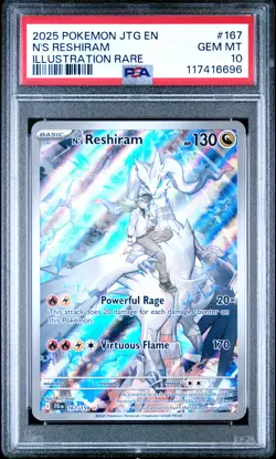 2025 POKEMON JTG EN-JOURNEY TOGETHER ILLUSTRATION RARE #167 N'S RESHIRAM PSA 10 - Image 1