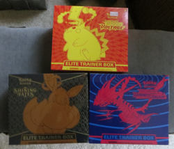 3 POKEMON ETB's-SWORD & SHIELD-SHINING FATES-VIVID VOLTAGE-ALL FACTORY SEALED - Image 1