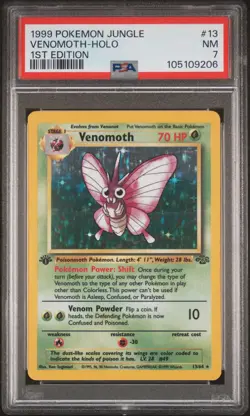 1999 POKEMON JUNGLE 1ST ED #13 VENOMOTH-HOLO PSA 7 - Image 1