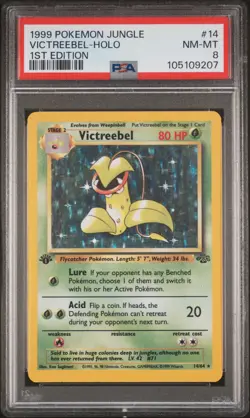 1999 POKEMON JUNGLE 1ST ED #14 VICTREEBEL-HOLO PSA 8 - Image 1