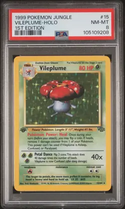 1999 POKEMON JUNGLE 1ST ED #15 VILEPLUME-HOLO PSA 8 - Image 1