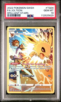 2022 POKEMON SWORD & SHIELD BRILLIANT STARS #TG04 FULL ART/JOLTEON PSA 10 - Image 1