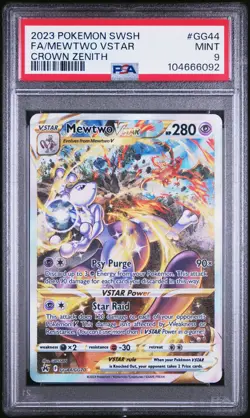 2023 POKEMON SWORD & SHIELD CROWN ZENITH #GG44 FULL ART/MEWTWO VSTAR PSA 9 - Image 1