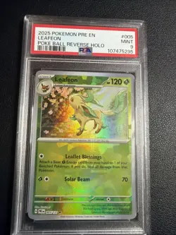 Pokemon TCG Leafeon 005/131 PSA MT 9 Poke-Ball Holo From Prismatic Evolutions - Image 1