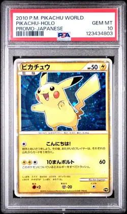 2010 POKEMON PIKACHU WORLD PROMO JPN PIKACHU-HOLO PSA 10 - Image 1
