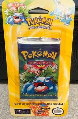 RARE! NEW 1999 Pokemon WOTC Sealed Base Set Booster Blister Pack Venusaur - Image 1