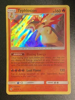Typhlosion Holo Rare 42/214 Pokemon TCG Sun & Moon Lost Thunder Holo Rare NM - Image 1