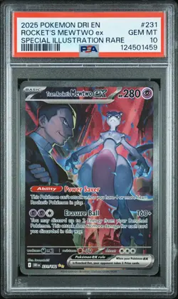 2025 POKEMON DRI EN-DESTINED RIVALS #231 TEAM ROCKET'S MEWTWO EX PSA 10 - Image 1