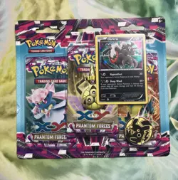 Pokemon - Phantom Forces - 3 Booster Blister Pack - Darkrai XY22 Pikachu Coin - Image 1