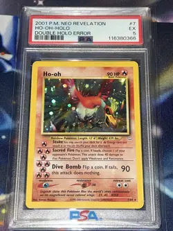 Ho-oh 7/64 Holo Rare Neo Revelation Pokemon Card DOUBLE HOLO PSA 5 - Image 1