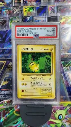 1998 Pokemon Japanese *BABY PIKACHU* Red/Green Deck Gift Set #25 PSA Gem Mint-10 - Image 1