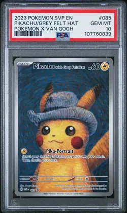 2023 POKEMON SVP EN-SV BLACK STAR PROMO #085 PIKACHU WITH GREY FELT HAT PSA 10 - Image 1