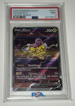 Pokemon TCG Raikou v GG41/GG70 Crown Zenith Galarian Gallery PSA 9 MINT - Image 1