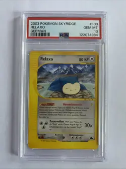 Relaxo | PSA 10 GEM MT | Skyridge | #100 | Low Pop | Pokemon TCG | Chase | 2003 - Image 1