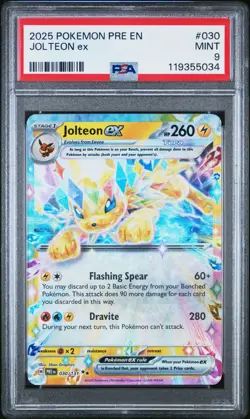 2025 Pokemon Pre En-Prismatic Evolutions #030 Jolteon Ex PSA 9 - Image 1