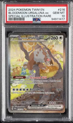 2024 POKEMON TWM EN-TWILIGHT MASQUERADE #216 BLOODMOON URSALUNA EX PSA 10 - Image 1