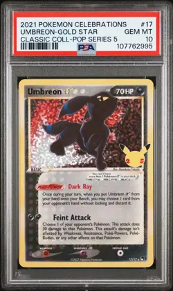2021 POKEMON CELEBRATIONS CLASSIC COLL #17 UMBREON-GOLD STAR PSA 10 - Image 1