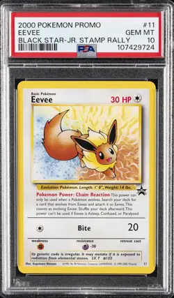 2000 POKEMON PROMO BLACK STAR JR. STAMP RALLY #11 EEVEE PSA 10 - Image 1