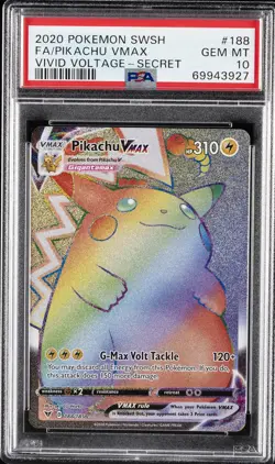 2020 POKEMON SWORD & SHIELD VIVID VOLTAGE SECRET FULL ART/PIKACHU VMAX PSA 10 - Image 1