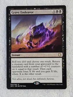 MTG Grave Endeavor - Adventures in the Forgotten Realms #24 Card Rare NM - Image 2