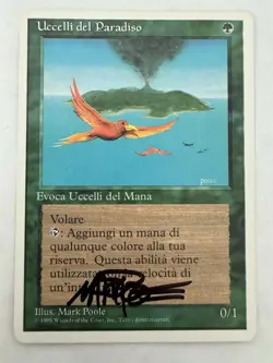 Birds of Paradise, MTG- Italian 4th Edition, Light Play, Mark Poole Signature - Image 1
