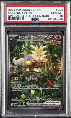 2024 POKEMON TEF EN-TEMPORAL FORCES #204 GOUGING FIRE EX PSA 10 - Image 1