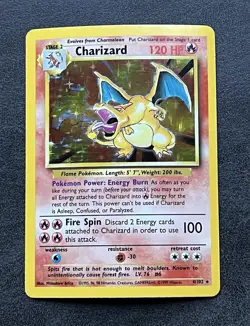 Pokemon TCG Charizard 4/102 Base Set Unlimited Holo Rare MP Vintage WOTC - Image 1