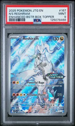 2025 POKEMON JTG EN-JOURNEY TOGETHER #167 N'S RESHIRAM PSA 9 - Image 1