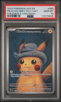 2023 POKEMON SVP EN-SV BLACK STAR PROMO #085 PIKACHU WITH GREY FELT HAT PSA 10 - Image 1