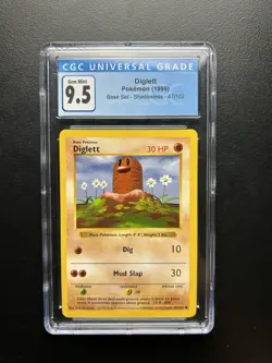 CGC 9.5 GEM Shadowless Diglett 47 1999 Pokemon Game Base Set WOTC - Image 1