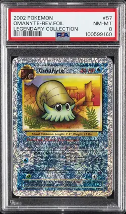 2002 POKEMON LEGENDARY COLLECTION #57 OMANYTE-REVERSE FOIL PSA 8 - Image 1