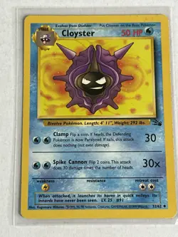 Cloyster 32/62 Fossil Uncommon Non Holo Vintage 1999 Pokemon Card LP - Image 1