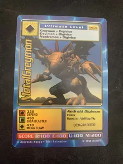 Digimon MetalGreymon DW-01 Rare Holo Card PlayStation Promo Bandai 1999 - Image 1