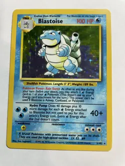 Pokemon TCG Blastoise Holo Unlimited Holo Card 2/102 Base Set MP WOTC 1999 - Image 1